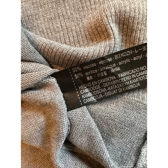 Zara Grey Light Knit Split Hem Top, S - Picture 9 of 10